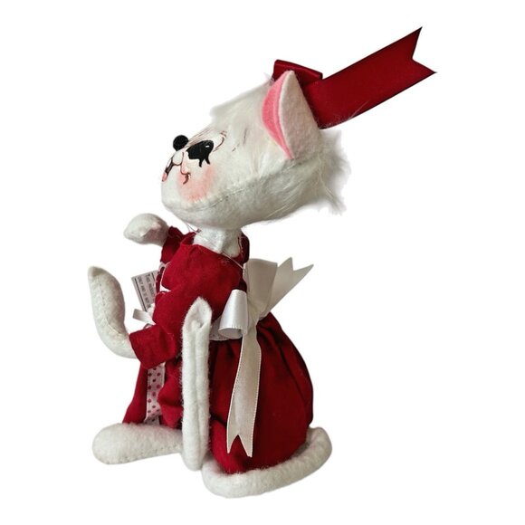 Annalee Dolls Valentine Girl Mouse 6" Poseable Plush Tags Handmade White Red - Picture 3 of 10